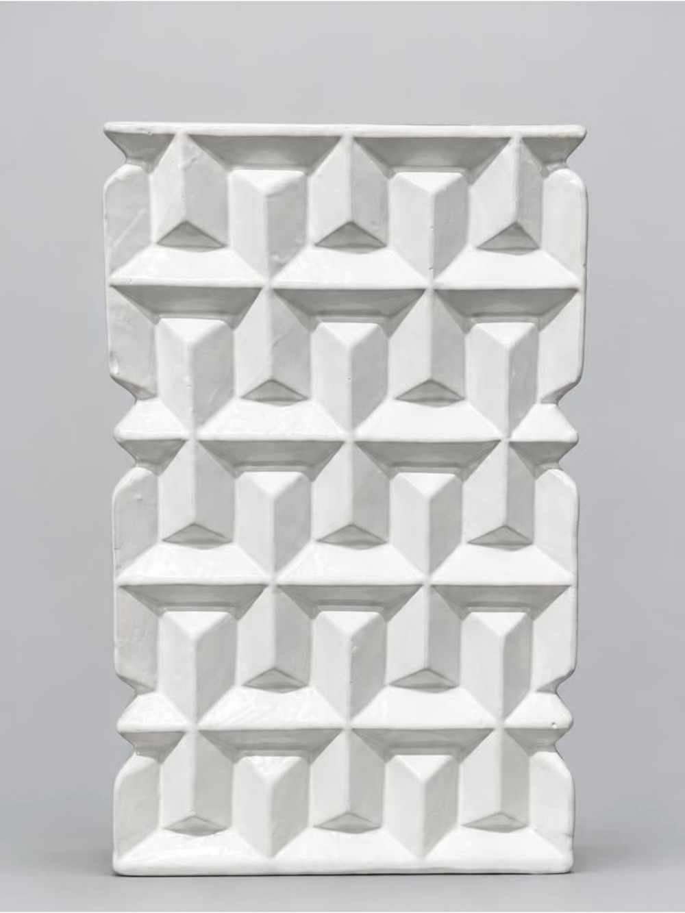 White Geometric Ceramic Vase